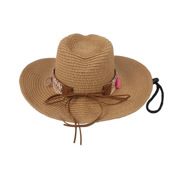 2284 Straw Hat Cowboy Hat Vintage Wide Brim Summer Sun Hat With Adjustable
